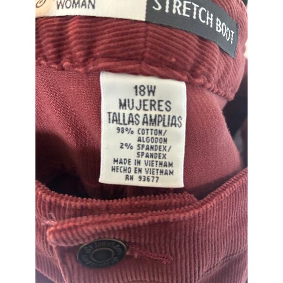 St. John's Bay Stretch Boot Mid Rise Corduroy Pants Rust Size 18W New - Picture 6 of 7